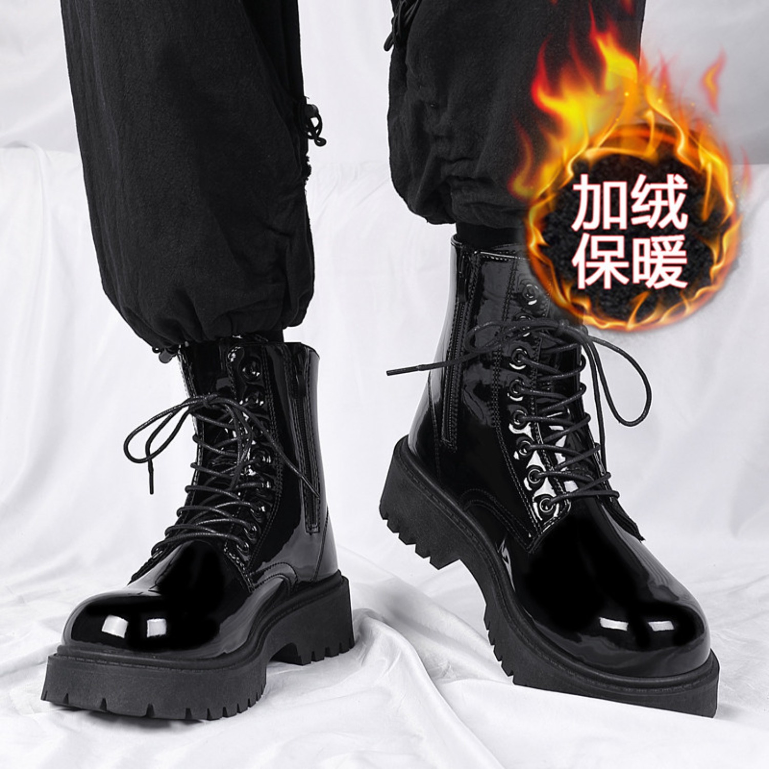 Crossfit Outdoor - Sepatu bot pria berbulu hangat, berpotongan