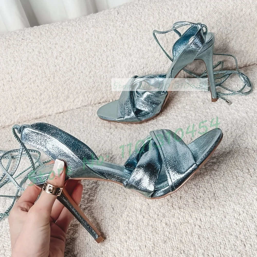 Crossfit Ladies - Sandal hak tinggi bungkus biru metalik