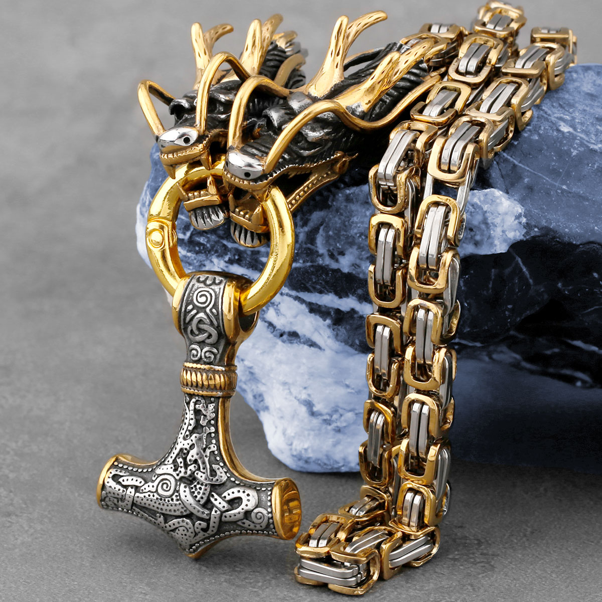 Kalung kepala naga Viking baja - Battle Rope Anchor ulasan dan harga